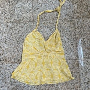 Anthropologie flare printed halter neck top